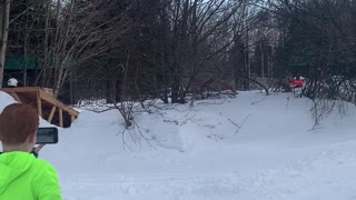 Teens Send Snowmobile into a Tree