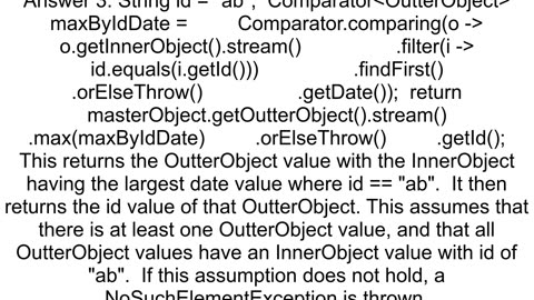 Find an outer object containing the inner object with most recent quotdatequot where its quotidquot