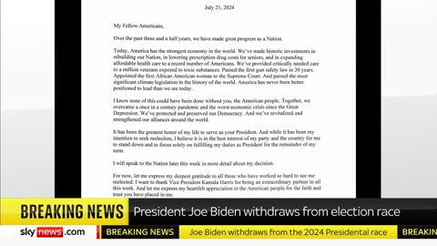 BREAKING Joe Biden pulls out of 2024 US presidential race