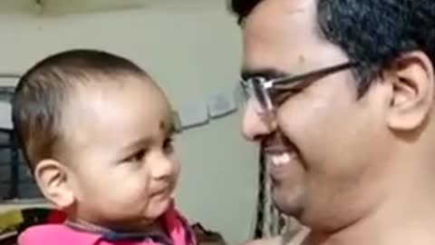 Funny Baby Laughing with Father makes feel happy