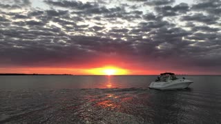 Gorgeous Sea Ray Crosses Stunning Sunset - Tampa Bay Florida
