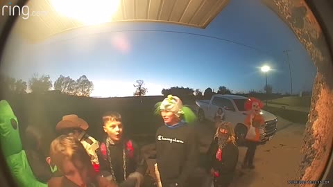 Trick-or-Treater Falls Into Pond