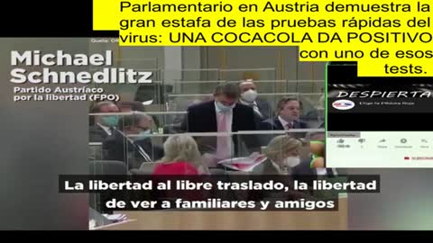 PARLAMENTARIO AUSTRIACO DEMUESTRA EN VIVO QUE UNA COCACOLA DA POSITIVO AL COVI19