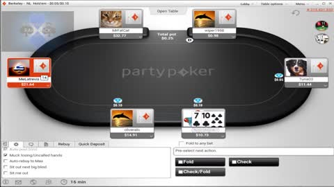 PartyPoker NJ No Limit Hold'em Cash Table Gameplay