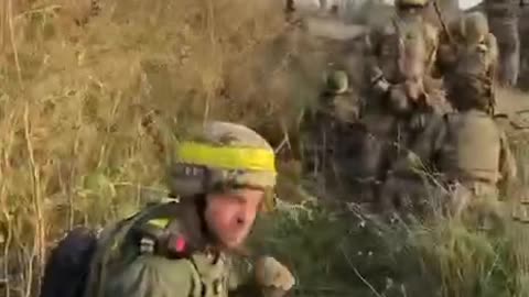 The Russian servicemen surrender to the Ukrainians