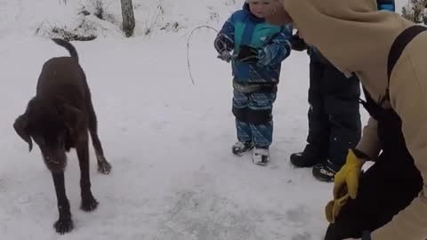 Kid Disappointed After Dad's Ice Fishing Fail