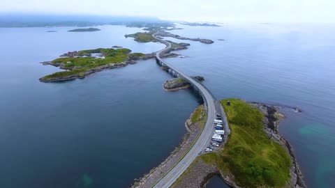 atlantic ocean road aerial footage norway