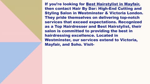 Best Hairstylist in Mayfair