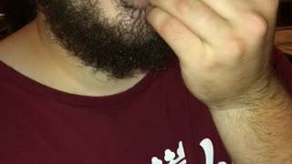 Drunk man eats cigarettes