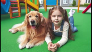 Sarah in Play Ground with Dog