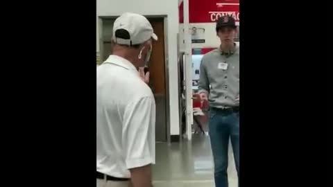 Brainwashed mask wearer threatens Costco employees with pepper spray for not wearing mask!