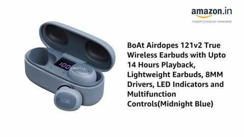 boAt Airdopes 121v2 Wireless Earbuds with Upto 14 Hours Playback, Lightweight Earbuds, 8MM Drivers