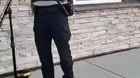 Sharia Canada: Muslim police officer in uniform performs the 'Call to Prayer' during Ramadan