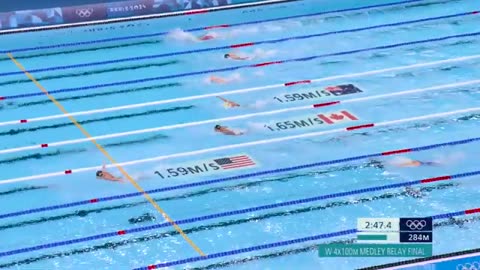 Team usa drops the hammer with world record in women s 4x100 medley relay final paris olympics
