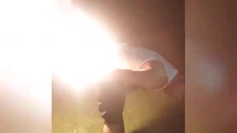 Sparklers in butt falls on fire