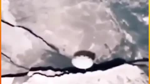 Close-up of a UFO in Antarctica recorded by camera…