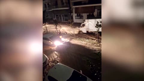 Flash flood sweeps away cars in Volos, Greece