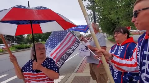 Video 2 - Flag wave at the fake news station WMUR-9 in Manchester, NH 8-16-23