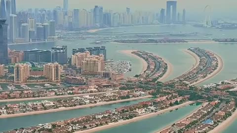 Aerial view of Dubai with the Prince, Palm Island, Artificial Island