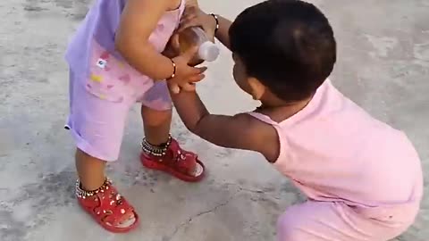 small cute baby fight