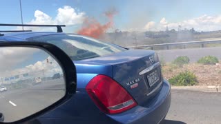 Fire on the main highway (Cigarette butt fire)