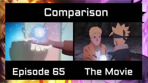 !!!!Naruto and Sasuke VS Momoshiki Comparison Side by Side: Boruto Anime (Episode 65 VS The Movie)