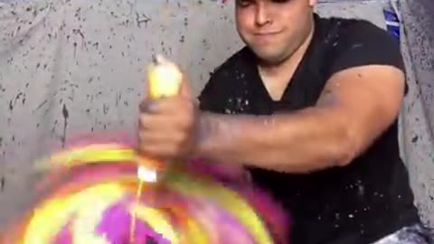 Making Spin Art While It Spins On A Drill! #Shorts #YouTubeShorts #SpinArt #JohnnyQArt