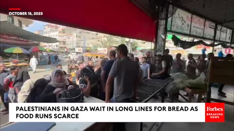 Palestinians In Gaza Wait In Long Lines For Bread As Food Runs Scarce