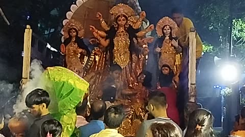 Indian culture in Durga Puja visarjan.