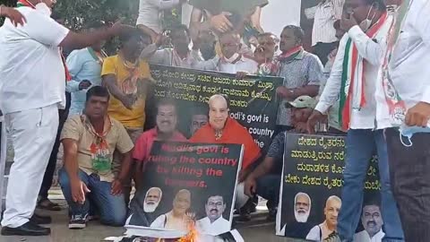 Protests Against Dictatorship in India By Fired PM Modi Portrait