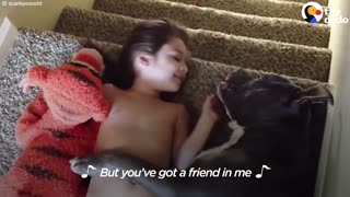 Little Girl Sings To Her Big Pit Bull In A Precious Display Of Affection