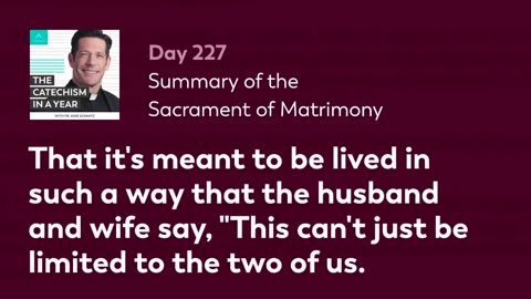 Day 227: Summary of the Sacrament of Matrimony — The Catechism in a Year (with Fr. Mike Schmitz)