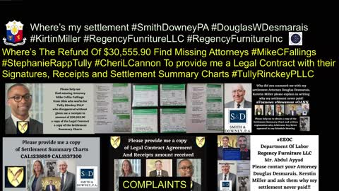 Better Business Bureau Complaints - Regency Furniture Corporate Office Headquarters - Employee Victim Settlement Never Paid - SmithDowneyPA - Douglas W. Desmarais - Kirstin Miller - Supreme Court Complaints - EEOC -- President Marcos - President Biden