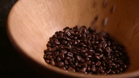 Coffee Beans Falling Slow Motion