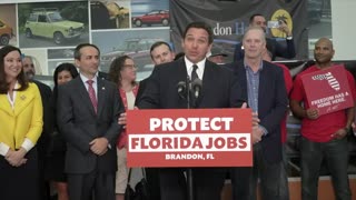 Ron DeSantis is asked if he held his event in Brandon, FL, to troll the Biden admin.