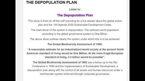 The Depopulation Plan