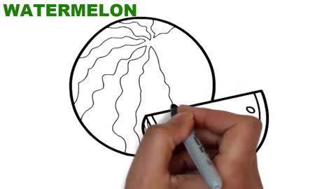 Drawing and Coloring for Kids - How to Draw Watermelon (Without Coloring)