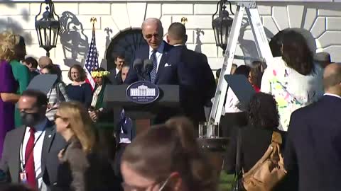 Confused Joe Biden Tries, Fails to Speak Over Blaring Music