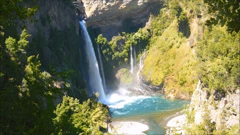 Bride's Veil waterfall at Parque Inglés in Chile