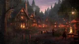 Fantasy Medieval Village - Tranquil Evening Ambience & Light Music