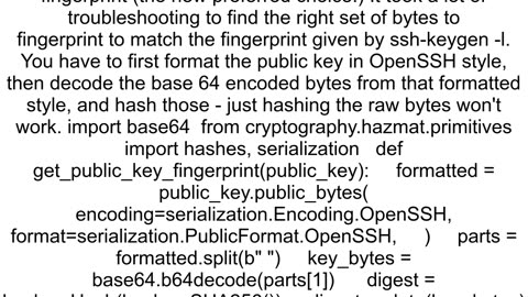 Deriving an SSH Fingerprint from a Public Key in Python