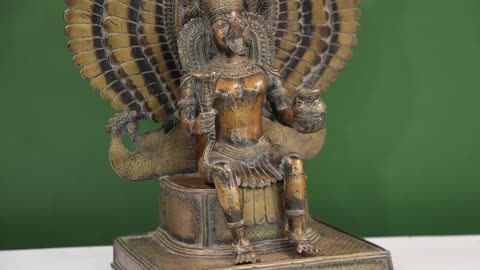 22" Garuda Seated on Peacock Throne Holding Amrit Kalasha and a Serpent in Hands in Brass