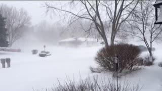 Treacherous winter white-out driving footage