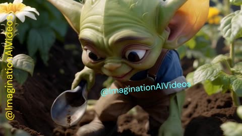 Baby Yoda Planting Seeds In His Farm
