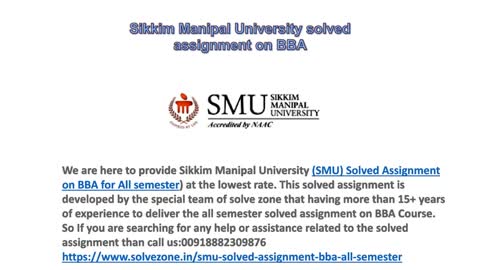 Smu online assignment in bba and Sikkim Manipal University solved assignment on BBA