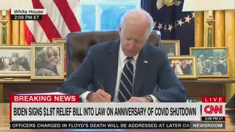 Biden Signs $1.9T Stimulus Bill, Flees Room as Reporters Shout Questions