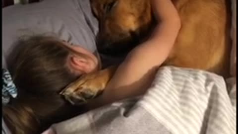 Kid Prefers To Go Back To Sleep With Her Doggy