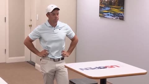 Roy McIlroy reacts after watching Bryson DeChambeau win the US Open.