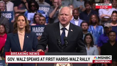 Gov. Tim Walz’s first speech as Kamala Harris’ running mate