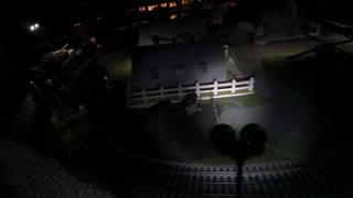 Libertyville Military base night operation O guage train layout